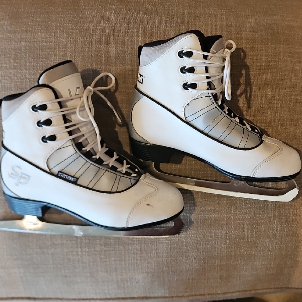 CCM White Ice Skates with Black Accents